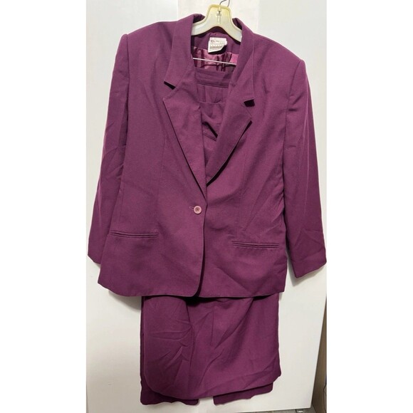 Country Suburbans Union Label Size 16 Pants Skirt Blazer 3 Piece Purple Plum - Picture 1 of 16